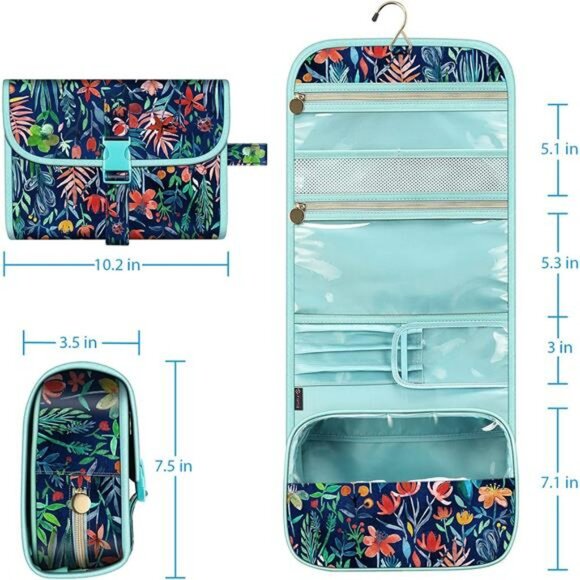 Hanging Toiletry Travel Bag for Women Large Makeup Organizer Storage Pouch - Picture 2 of 7